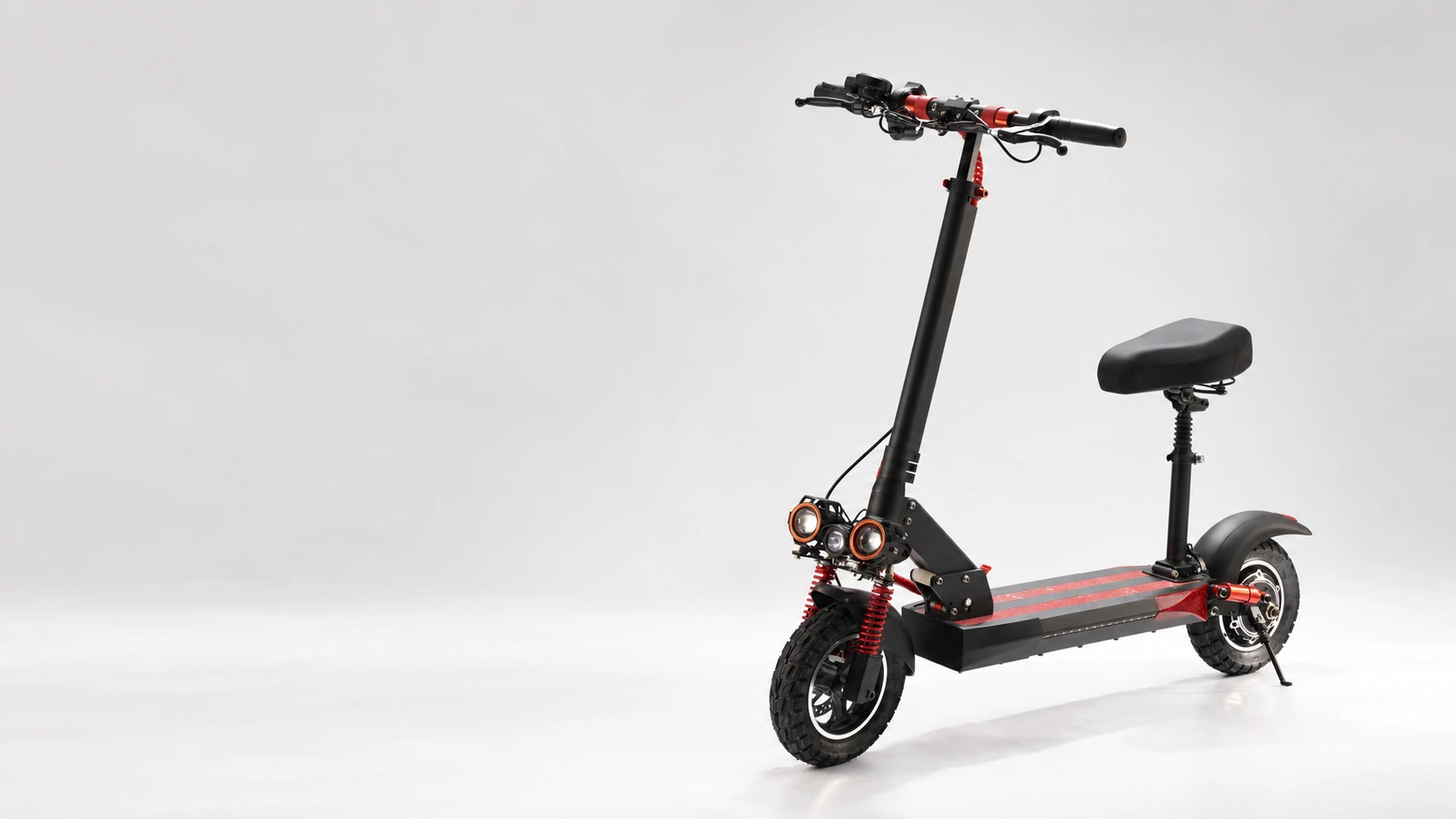 AIPEI 11C seated electric scooter in a seamless light gray studio